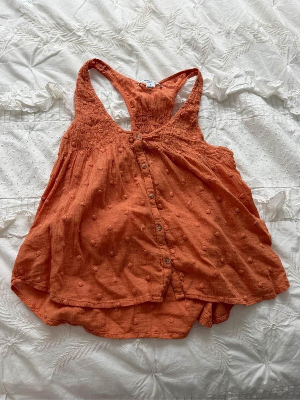 O'Neill Orange Polka Dot Flowy Tank Top